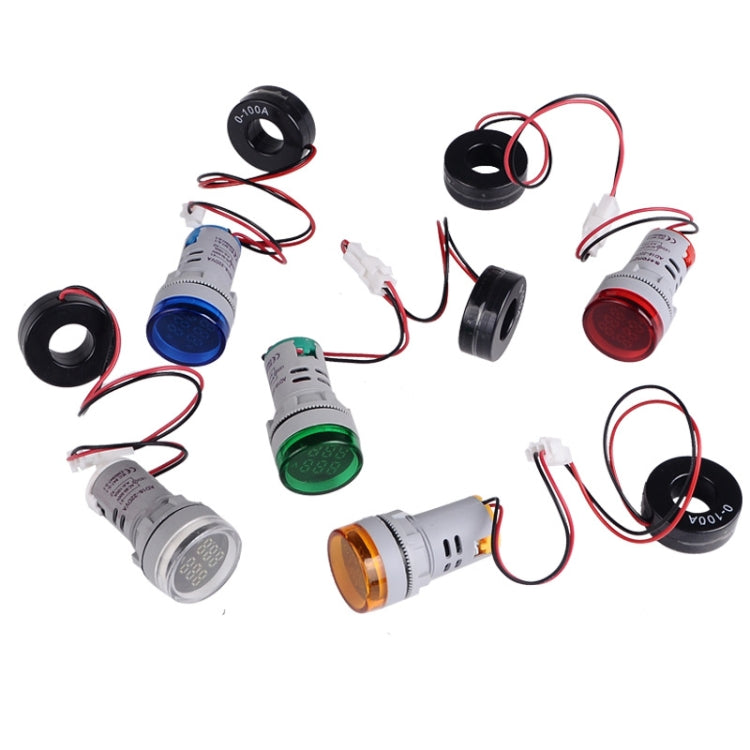 SINOTIMER ST16VA Round 22mm LED Digital Display AC Voltage Current Indicator AC 60-500V 0-100A(04 Green) by SINOTIMER