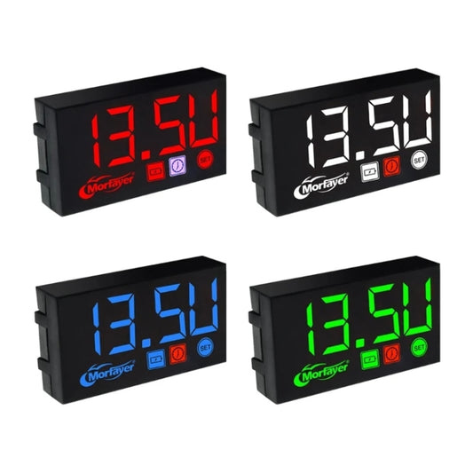 Compact LED Digital Display Time Voltmeter, Specification: 3 in 1 White by buy2fix