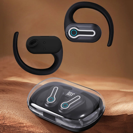 J31 OWS Hanging Ear Stereo Bluetooth Earphones With Digital Charging Compartment(Black) by buy2fix