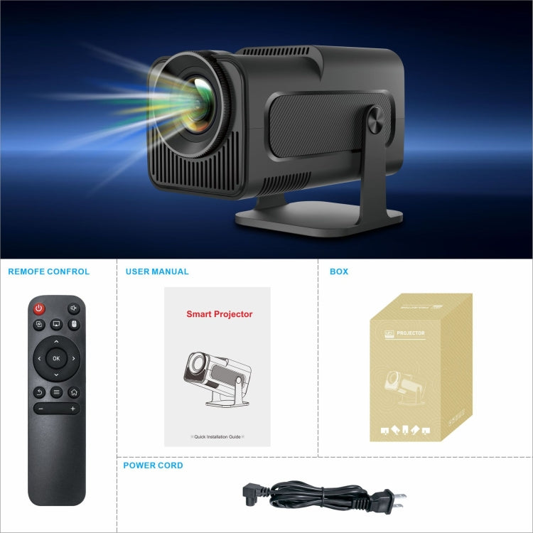 HY320 1080P 390ANSI 4K Android 11 Projector With Wifi 6 Bluetooth 5.0 Support Miracast / Airplay / DLNA UK Plug by buy2fix