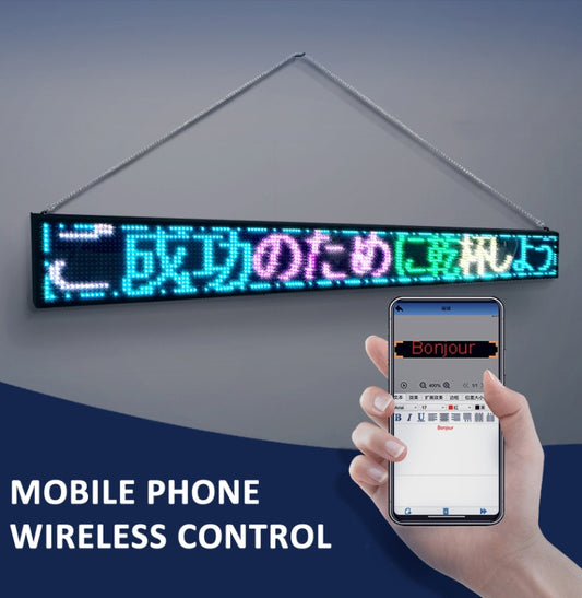 Wifi Scrolling LED Sign Message Board Support Multi-Languauge Colorful 820x95x15mm (Black Frame) by buy2fix