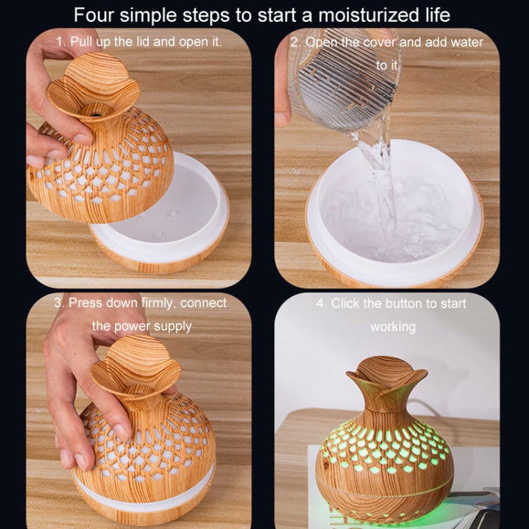 LED Light Aromatherapy Diffuser Home Small Vase Quiet Humidifier Aromatherapy Diffuser 2 In 1(Dark Wood) by buy2fix