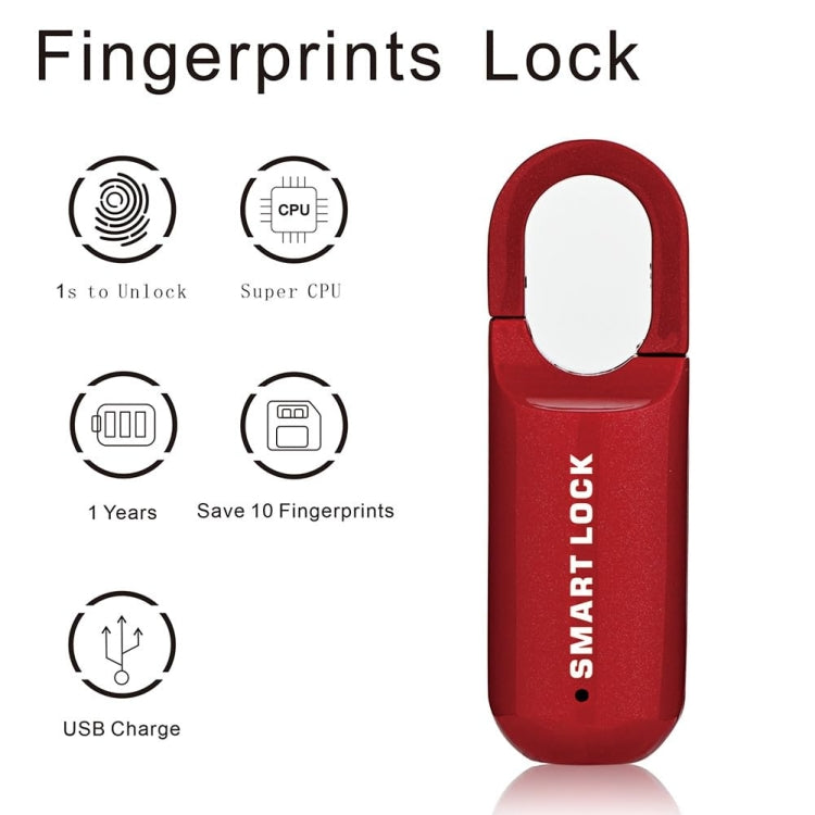 Smart USB Charging Bag Fingerprint Padlock Furniture Backpack Lock(Black) - Padlocks by buy2fix | Online Shopping UK | buy2fix