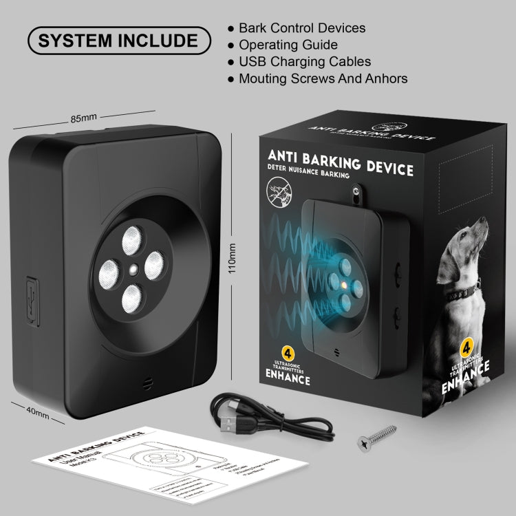 Anti Barking Device for Dogs With 4 Enhanced Ultrasonic Transmitter 3 Adjustable Levels(Black) by buy2fix
