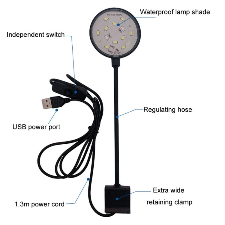 5W Fish Tank LED Clip Light USB Plug Lighting Aquarium Translucent Aquatic Plants Lamp(Black) - Fish Tank Lamps by buy2fix | Online Shopping UK | buy2fix