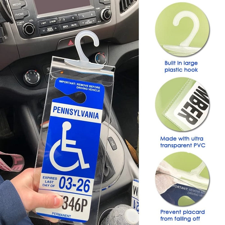 2pcs PVC Transparent Hook Bag Disability Placard Parking Sign Bag(29.5x12.7x0.4mm) by buy2fix