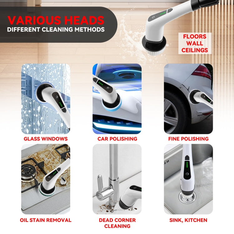 Cordless Electric Spin Scrubber Extension Handle with 7 Replacement Heads(Black) by buy2fix