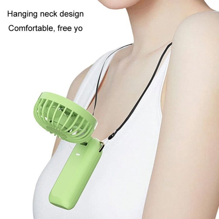 Foldable Digital Display USB Charging Fan Handheld Mute Hanging Neck Outdoor Small Fan(Green) by buy2fix