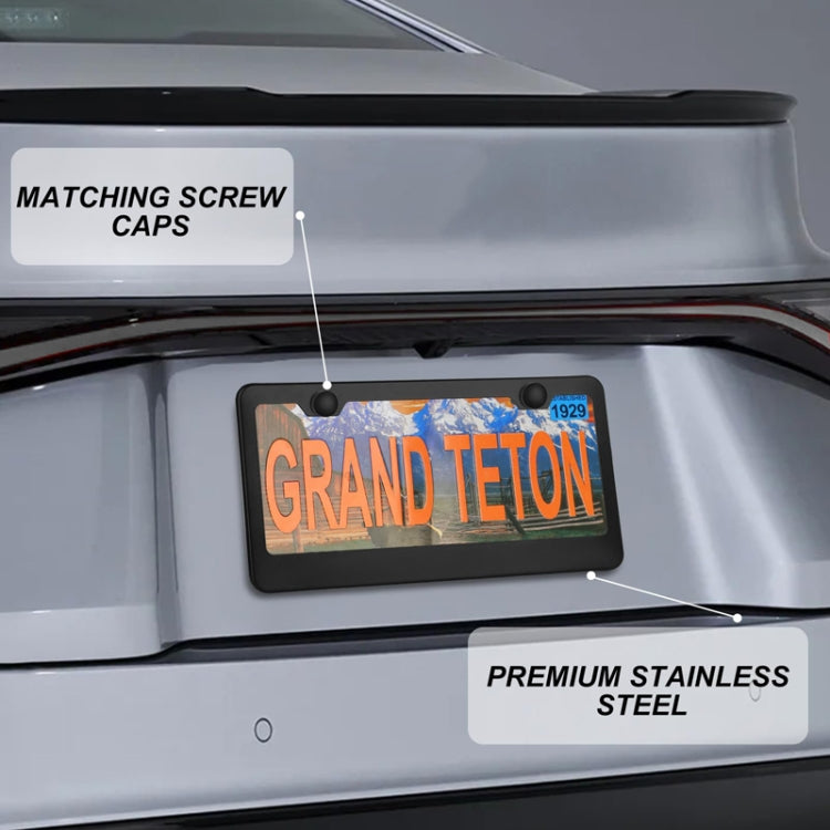 American Standard Aluminum Alloy License Plate Frame Including Accessories, Specification: Square Hole Rounded Corners Aluminum Black by buy2fix