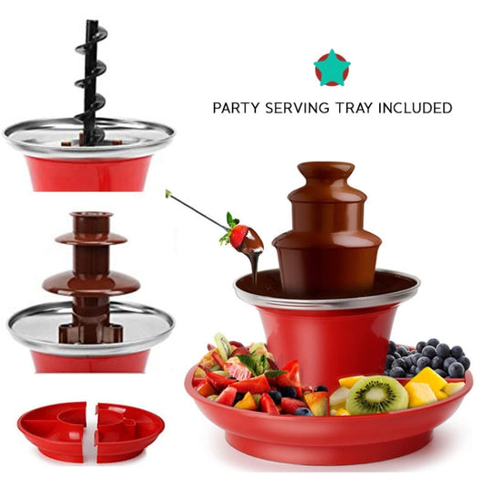35W 3 Tier Chocolate Fountain Mini Fondue Set with Hot Melting Pot Base 220V EU Plug by buy2fix
