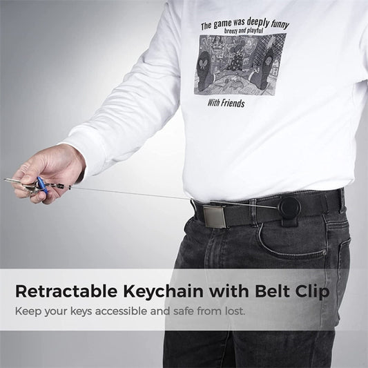 ABS Material 360 Degree Rotatable Heavy Duty Retractable Keychain with Belt Clip by buy2fix