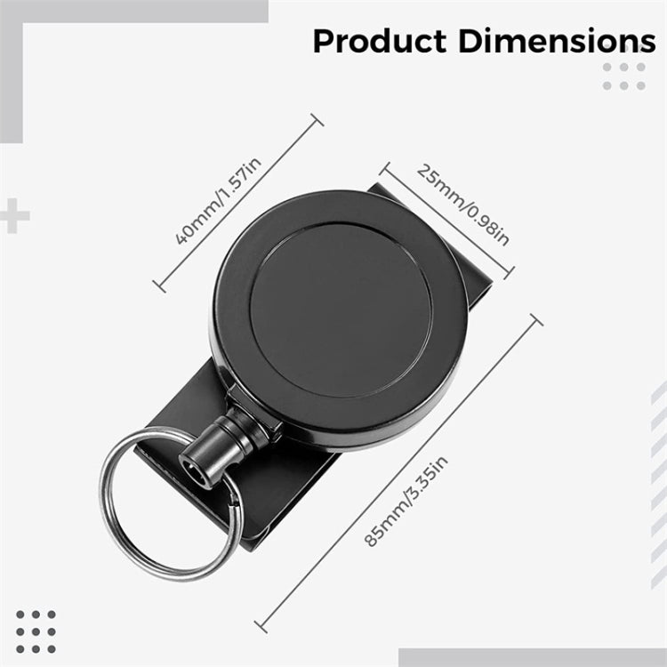 Metal Material 360 Degree Rotatable Heavy Duty Retractable Keychain with Belt Clip by buy2fix