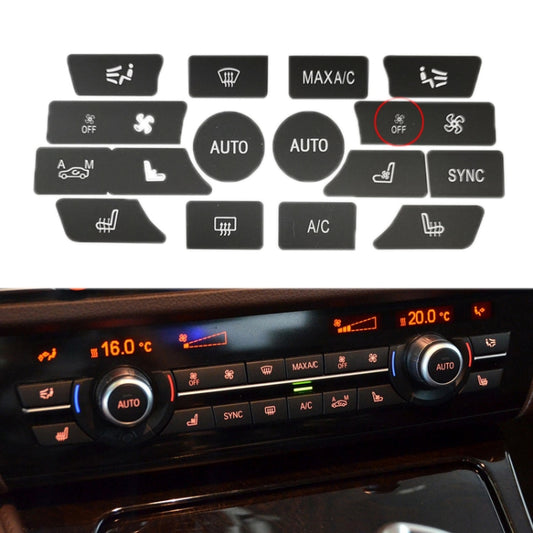 For BMW 5 Series/7 Series/X5/C6/F10/F01/F15 Air Conditioning Button Repair Sticker, Style: C 16pcs With OFF by buy2fix
