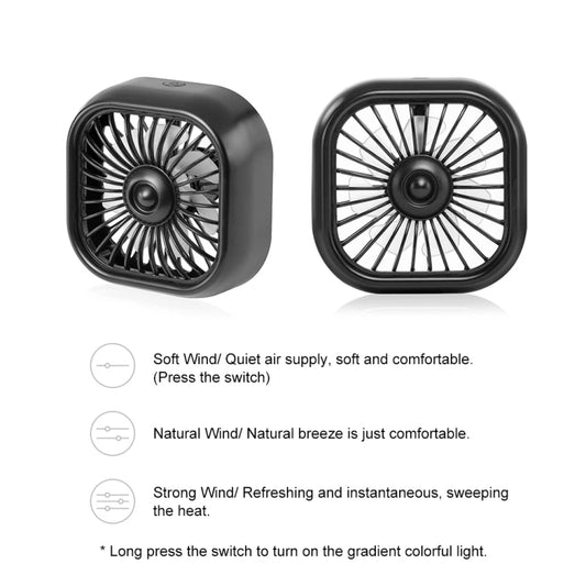 F11 Car USB Colorful Gradient Light Cooling Fan Automotive Interior, Color: Black by buy2fix