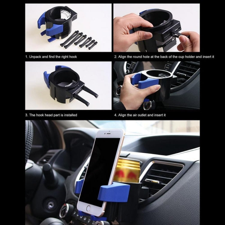 Car Air Conditioner Air Outlet Mobile Phone Water Cup Holder(Blue) by buy2fix