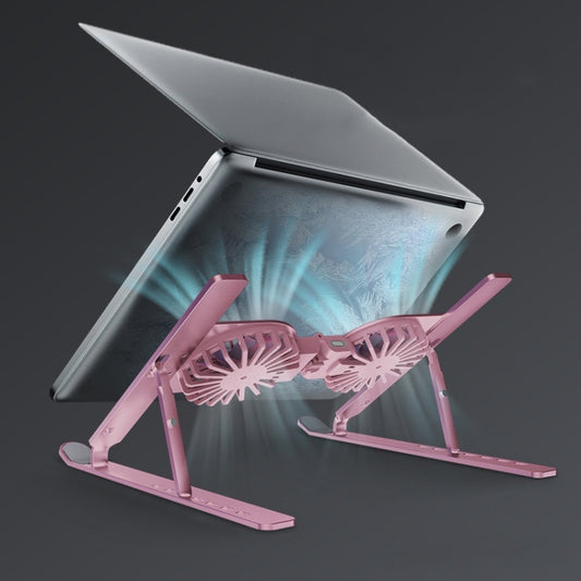 C9 Pro RGB Ambient Light Foldable Fan Cooling Laptop Aluminum Alloy Heightening Stand, Color: Pink by buy2fix