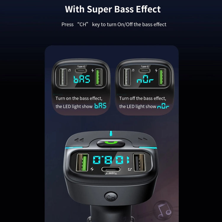 Car Bluetooth MP3 Player Ambient Light Charger(Black) by buy2fix