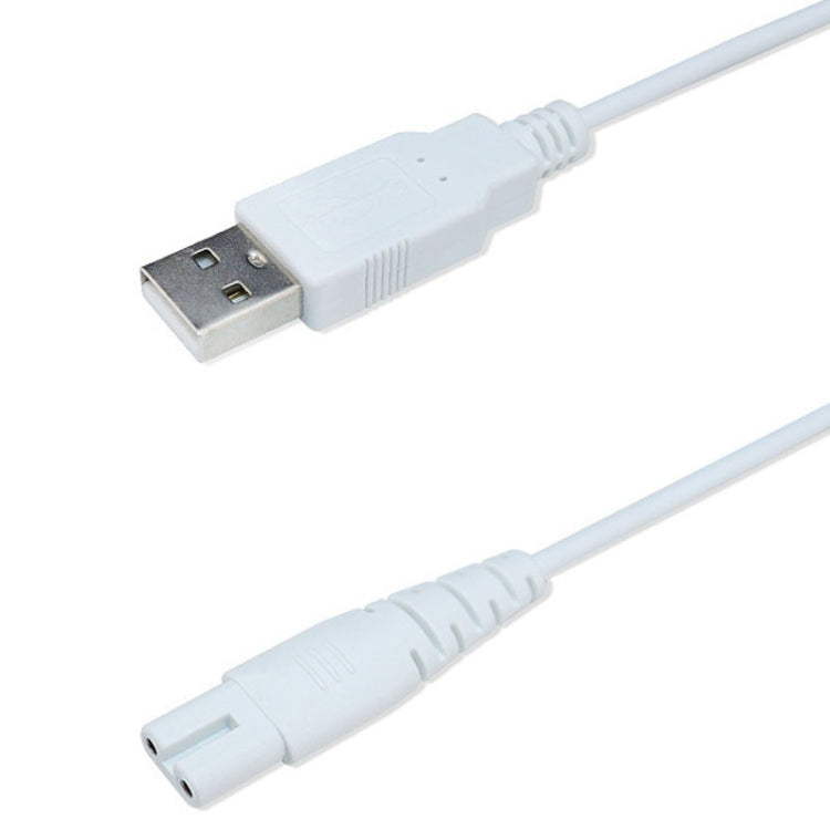 1.25m For Shaver / Water Refill Device USB TTo 8-Figure Tail Charging Cable Power Cord(White) - Shavers Parts by buy2fix | Online Shopping UK | buy2fix