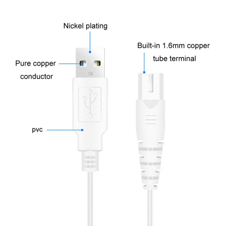 1.25m For Shaver / Water Refill Device USB TTo 8-Figure Tail Charging Cable Power Cord(White) - Shavers Parts by buy2fix | Online Shopping UK | buy2fix