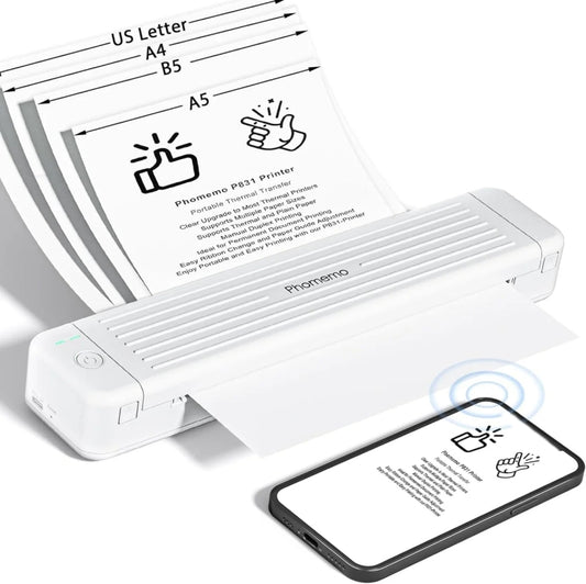 Phomemo P831 Bluetooth Portable Thermal Transfer Printer Support A4 / Letter / A5 / B5 Plain Paper Printing(White) by Phomemo