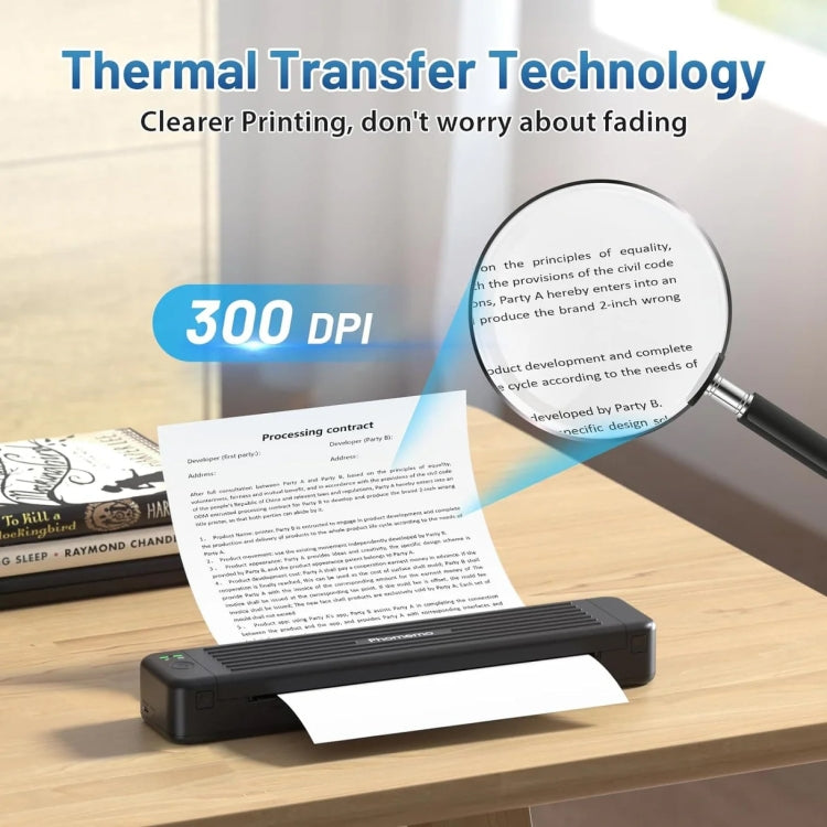 Phomemo P831 Bluetooth Portable Thermal Transfer Printer Support A4 / Letter / A5 / B5 Plain Paper Printing(Black) - Receipt Printers by Phomemo | Online Shopping UK | buy2fix