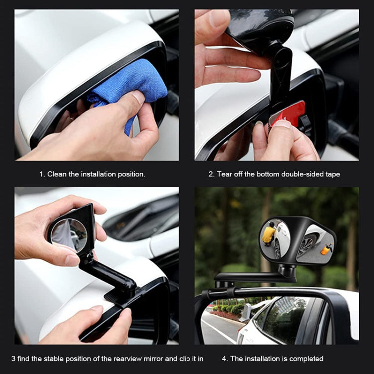 Car Auxiliary Mirror Multi-Function Wide-Angle Rear View Reversing Mirror(White Right) by buy2fix