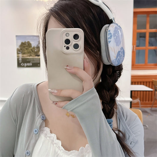 For AirPods Max 1Pair Tropical Leaf Pattern Headphone Silicone Case(Blue) by buy2fix