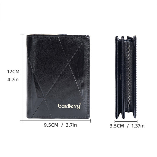 Baellerry D3213 Retro Leather Short Wallet Multi-card Slot Zipper Card Holder(Claret) by Baellerry