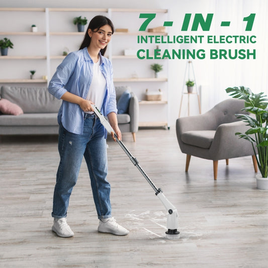 Multifunctional Long and Short Dual Purpose Electric Cleaning Brush Kitchen Bathroom Window Floor Brush(White) by buy2fix