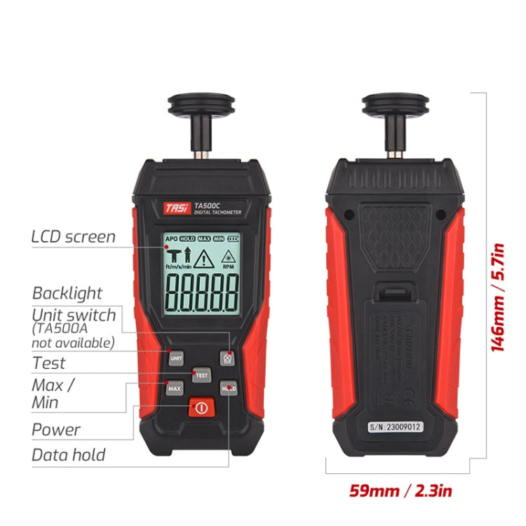 TASI TA500A Optical Measurement Laser Tachometer Digital Display Measuring Speed Meter - Tachometers & Anemometer by TASI | Online Shopping UK | buy2fix