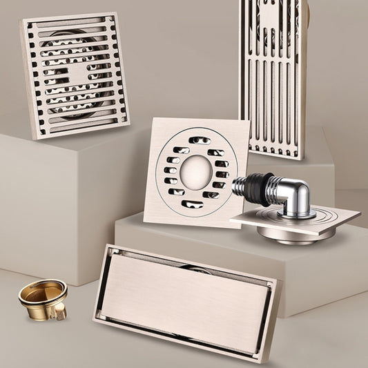 All Copper Brushed Anti-Odor Floor Drain Gravity Copper Core Bathroom Floor Drain, Specification: Square Fine Sculpture Single Use by buy2fix