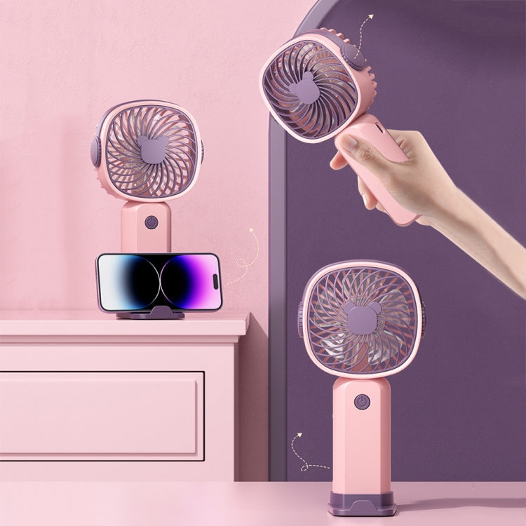 Handheld Portable Mini Multifunctional Fan With Phone Holder Function, Color: Pink Purple with Battery by buy2fix