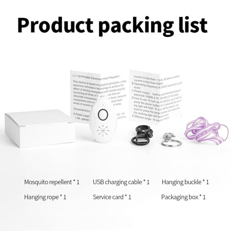 Mini USB Rechargeable Fly Repeller Outdoor Portable Mobile Mosquito Repellent Device(White) by buy2fix