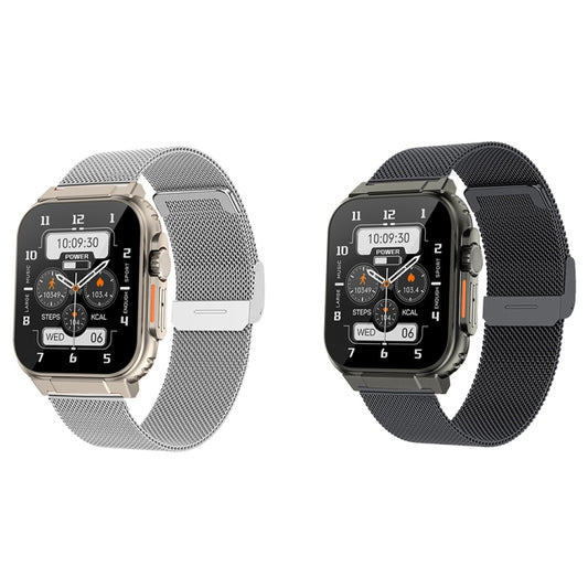 A70 1.96 Inch Health Monitoring Multifunctional IP68 Waterproof Bluetooth Call Smart Watch(Black Steel) by buy2fix