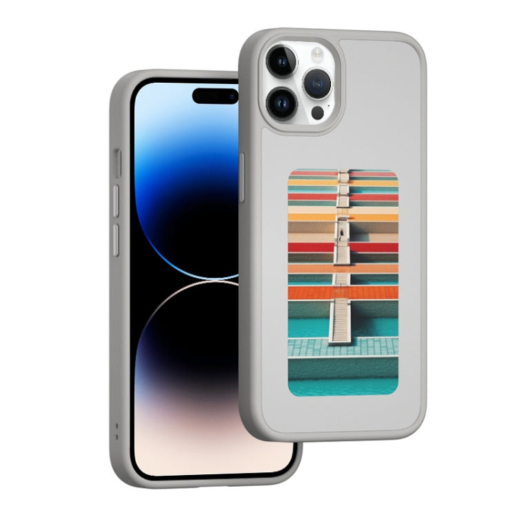 For iPhone 14 Pro Max NFC Four-Color E-ink Screen DIY Phone Case(Gray) - iPhone 14 Pro Max Cases by buy2fix | Online Shopping UK | buy2fix