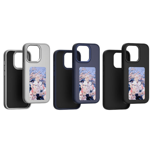 For iPhone 15 Pro NFC Four-Color E-ink Screen DIY Phone Case(Black) - iPhone 15 Pro Cases by buy2fix | Online Shopping UK | buy2fix