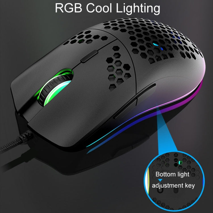 XUNSVFOX XYH90 Wired Hollow Hole Mouse RGB Illuminated Macro Programming Gaming Mouse(Black) by XUNSVFOX