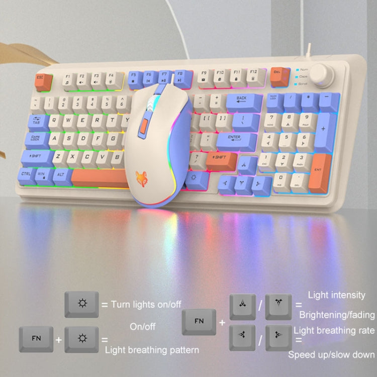 XUNSVFOX K820 Wired Gaming Mechanical Feeling 94 Keys Keyboard And Mouse Set(Shimmer) by XUNSVFOX