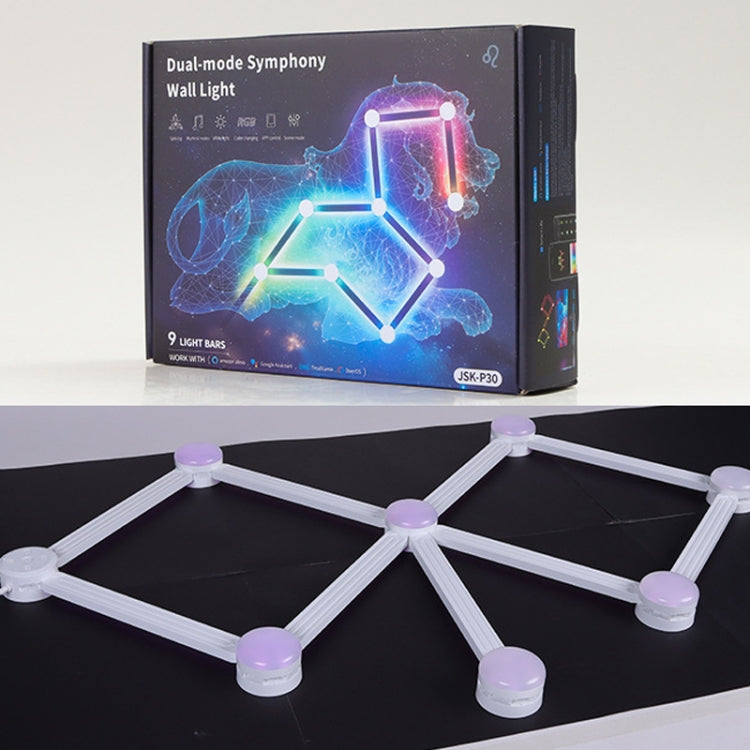 JSK-P30 9 Sections Smart WiFi Bluetooth Splicing Atmosphere Light Sound Control Constellation Light Support Amazon Alexa / Google Assistant / DuerOS AU Plug(White) by buy2fix