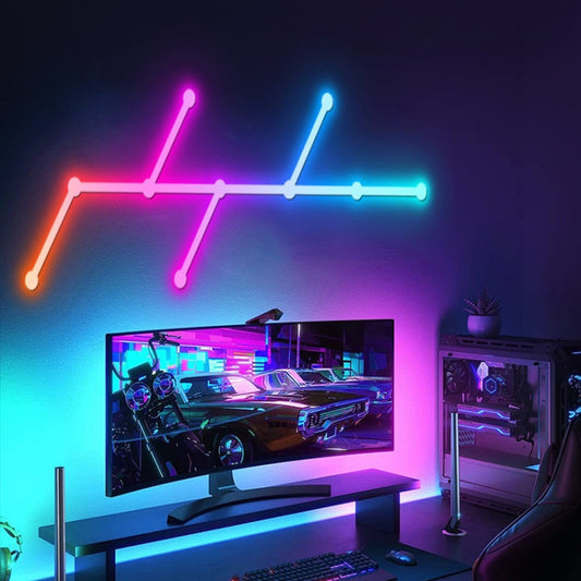 JSK-P22 5V Bluetooth RGB Stitching Light E-Sports Atmosphere Decorative Lamp, Style: 9 Sections+USB To DC Line+UK Plug(Black) by buy2fix