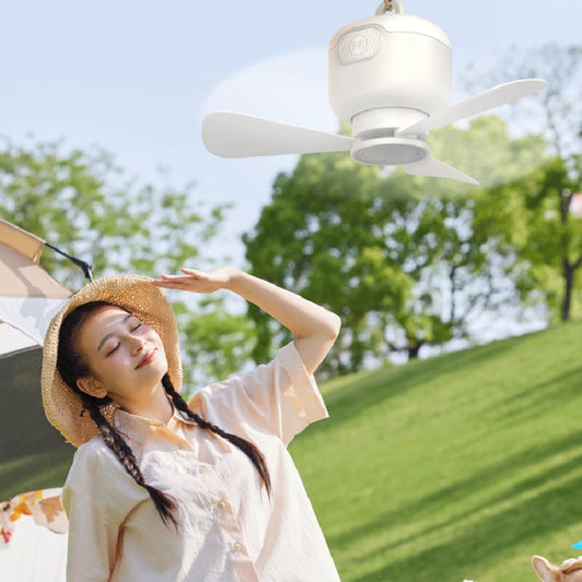USB Plug-in Version Small Ceiling Fan Camping Outdoor Portable Hanging Fan(White) by buy2fix