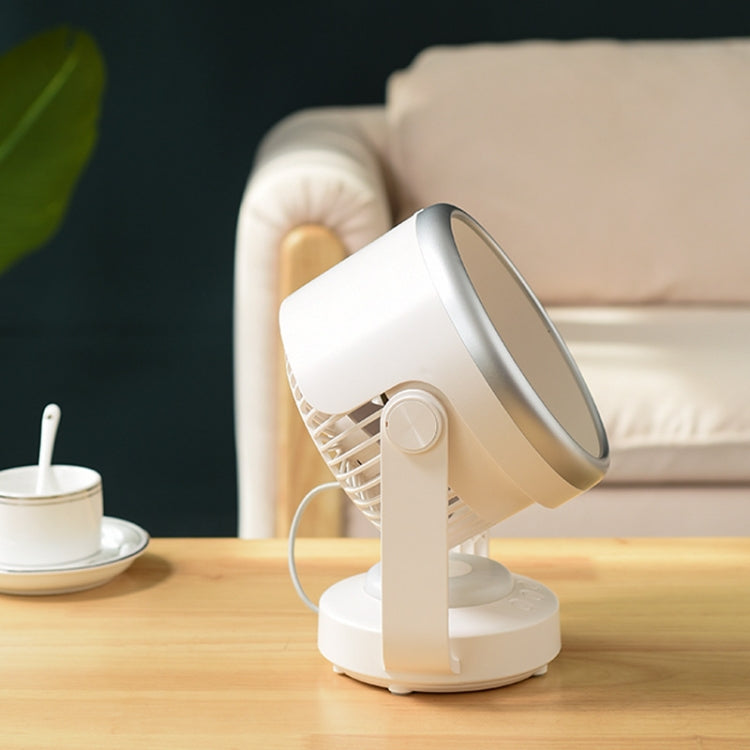 Air Circulation Fan Automatic Oscillating Head Desktop Fan With LED Light(White) by buy2fix