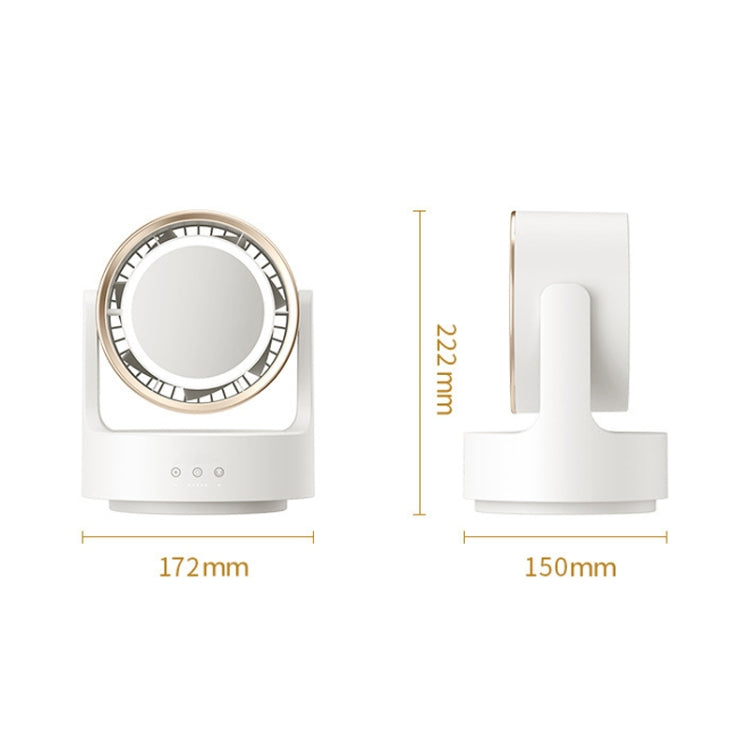 3 In 1 Multifunctional Desktop Fan with LED Light Cosmetic Mirror Rechargeable Oscillating by buy2fix