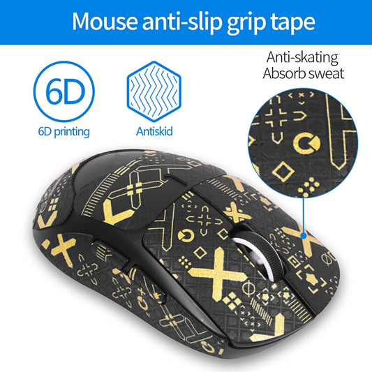 For Logitech GPW 2-Generation Mouse Anti-Slip Stickers Absorb Sweat Paste, Color: Black Print Half Surround by buy2fix