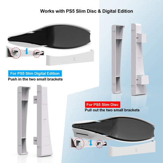 For PS5 Slim JYS-P5189 Console Horizontal Placement Stand Digital / Optical Drive Version Universal Storage Mount(White) by JYS