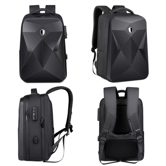 17 inch Password Lock Large Capacity Waterproof Laptop Backpack with USB Port(Black) by buy2fix