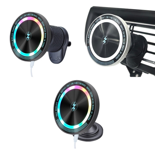 Magsafe 15W Magnetic Colorful Light Wireless Charging Mobile Phone Holder, Color: A9 Air Outlet Dark Gray by buy2fix