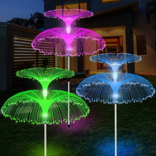 Solar Fiber Optic Light Double Layer Jellyfish Light LED Outdoor Garden Decoration Atmosphere Lamp, Style: Basic Model by buy2fix