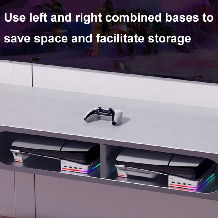 For Sony PS5 Slim IPEGA PG-P5S021 RGB Light Host Horizontal Stand With 4 USB HUBs, Color: White - Holder by ipega | Online Shopping UK | buy2fix
