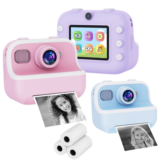 M8 2.4-Inch 1080P HD 2400W Pixel Dual-Camera Children Thermal Printing Camera, Color: Purple+32GB by buy2fix